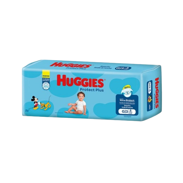 HUGGIES PROT PLUS G REG Paq x 8 Unid